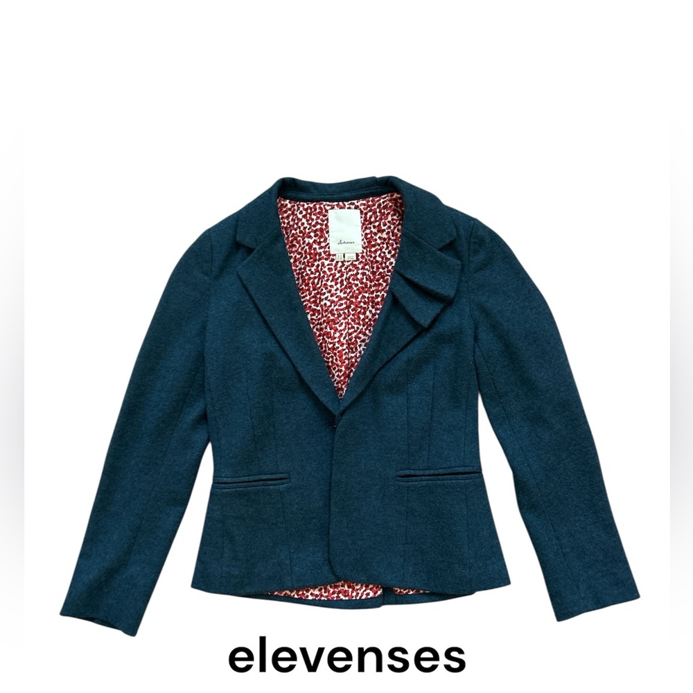 SPRING SALE FINAL PRICE 💐☀️ Anthropologie Elevenses teal wool-blend blazer, Sz 4